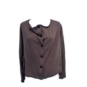 Fenini Top Jacket size Small Brown Stretch Pocket Artsy Lagenlook Boho Peasant